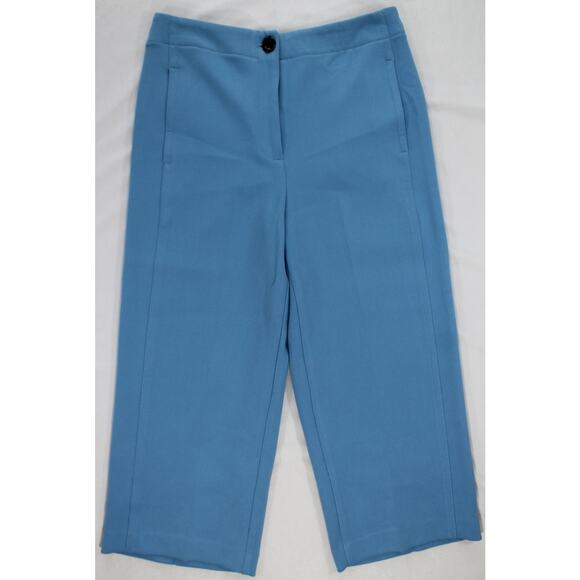 NWT Ann Taylor Petite 6P Wide Leg Crop Pants High Rise Blue Dress Trousers - Picture 3 of 12